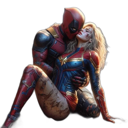 comic book art, concept art, two, superheroes transparent PNG cut-out