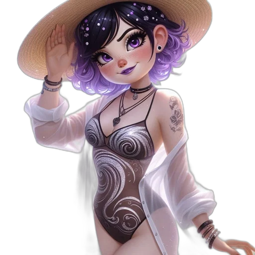 staff, hat, dress, jewelry transparent PNG cut-out