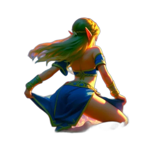 dress, mask, staff, hair transparent PNG cut-out