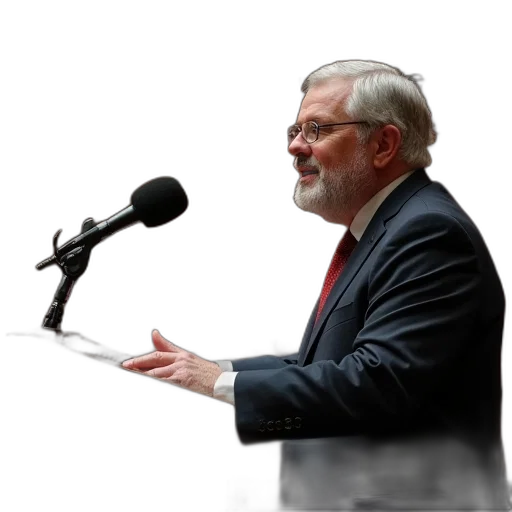 staff, politician, gives, speech transparent PNG cut-out