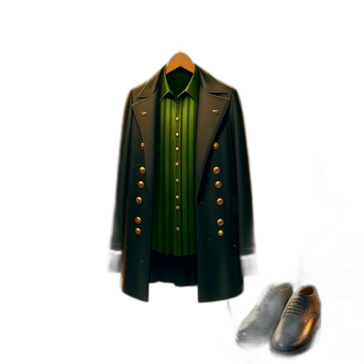 jacket, dress, shoes, 3d render transparent PNG cut-out