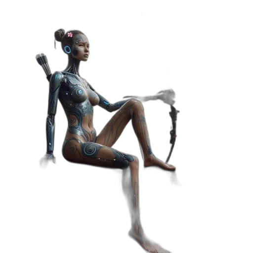 robot, jewelry, staff, creature transparent PNG cut-out