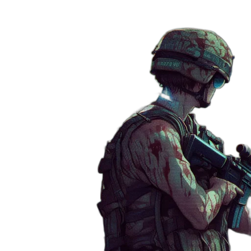 weapon, robot, jacket, staff transparent PNG cut-out