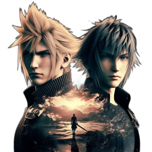 concept art, fantasy art, 3d render, two transparent PNG cut-out