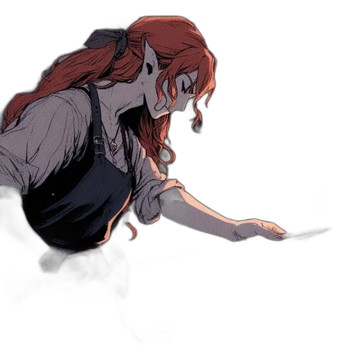 creature, sword, hair, staff transparent PNG cut-out