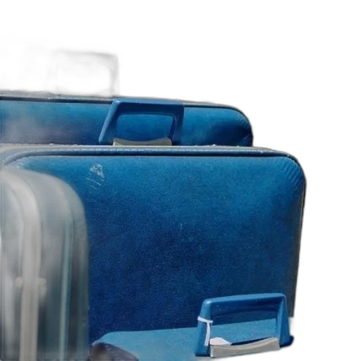3d render, three, blue, suitcases transparent PNG cut-out