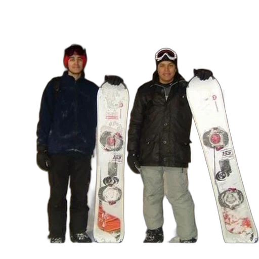 snow, two, men, holding transparent PNG cut-out