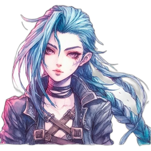 jacket, dragon, hair, staff transparent PNG cut-out