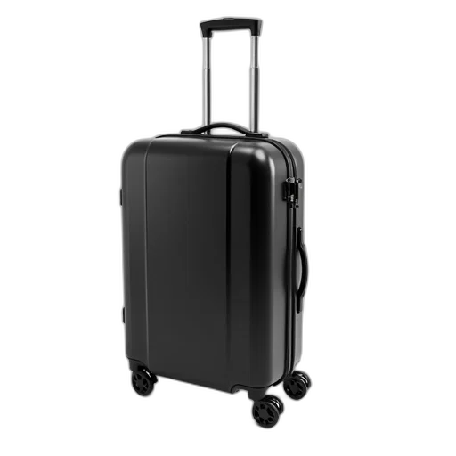 black, modern, wheeled, suitcase transparent PNG cut-out