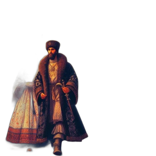 jacket, staff, sword, oil painting transparent PNG cut-out