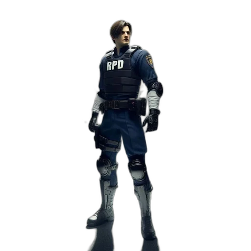 jacket, robot, weapon, staff transparent PNG cut-out