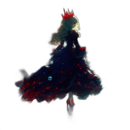dress, crown, creature, staff transparent PNG cut-out