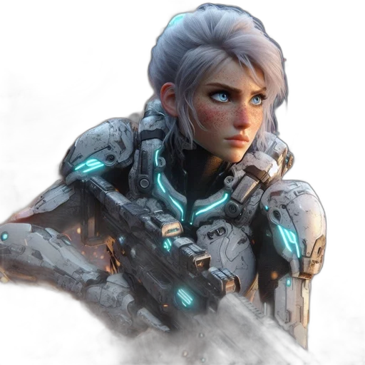 robot, face, weapon, staff transparent PNG cut-out