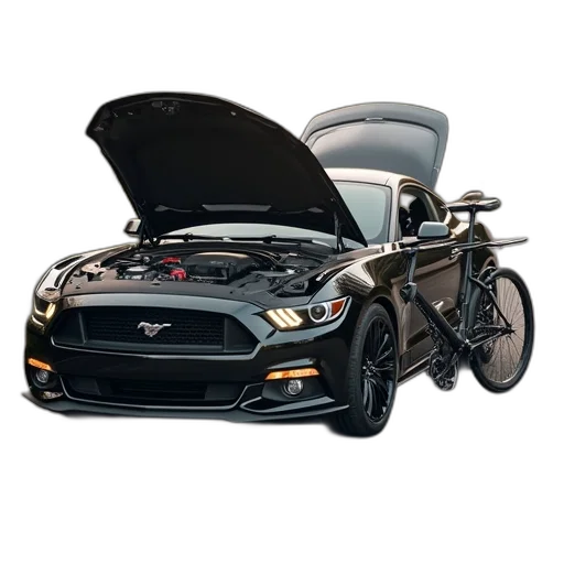 car, hood, open, parked transparent PNG cut-out