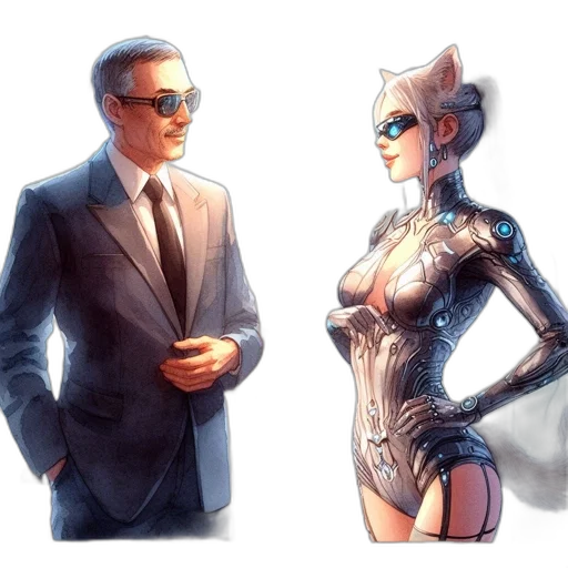 robot, concept art, comic book art, cyberpunk transparent PNG cut-out