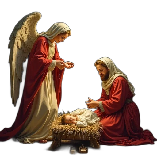 photorealistic, snow, annunciation, angel transparent PNG cut-out
