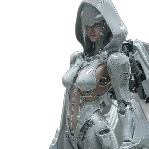 robot, concept art, cyberpunk, 3d render transparent PNG cut-out
