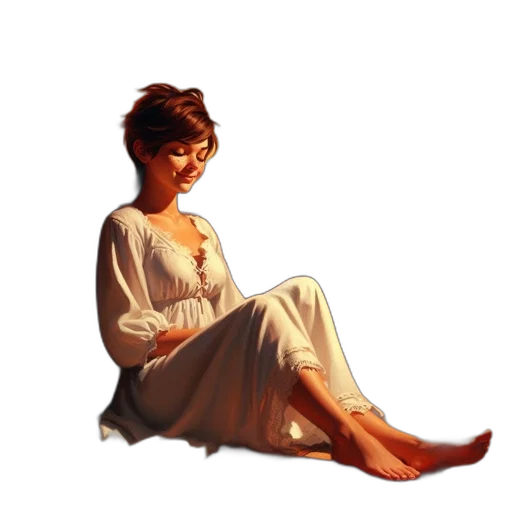 dress, jewelry, staff, oil painting transparent PNG cut-out