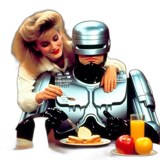 robot, food, vaporwave, concept art transparent PNG cut-out