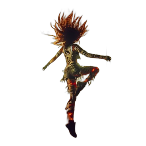 hair, dress, staff, creature transparent PNG cut-out