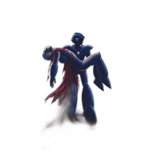 robot, creature, staff, weapon transparent PNG cut-out