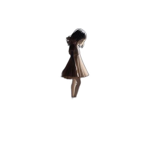 dress, hair, jewelry, staff transparent PNG cut-out