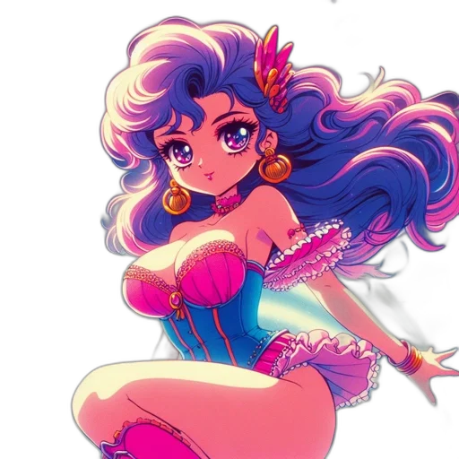 vaporwave, anime, concept art, pixel art transparent PNG cut-out
