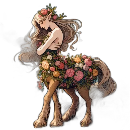 dress, flower, creature, crown transparent PNG cut-out