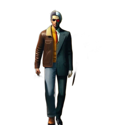 jacket, staff, mask, weapon transparent PNG cut-out