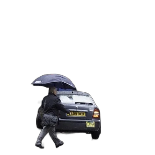 car, umbrella, jacket, hat transparent PNG cut-out