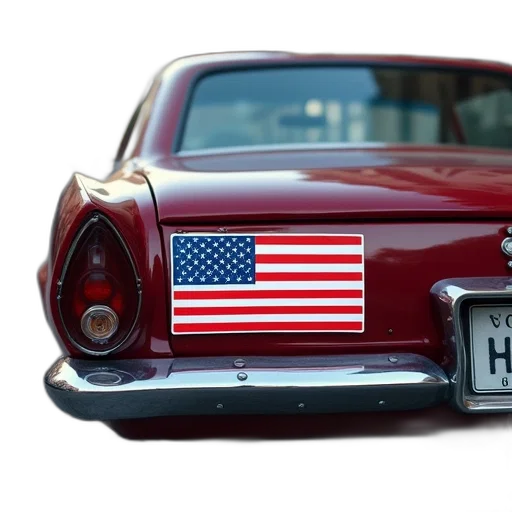 car, photorealistic, 3d render, patriotic transparent PNG cut-out