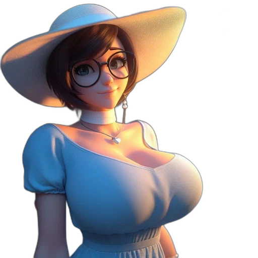 dress, hat, staff, robot transparent PNG cut-out
