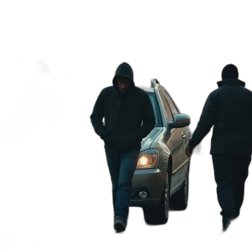 jacket, car, concept art, city street transparent PNG cut-out