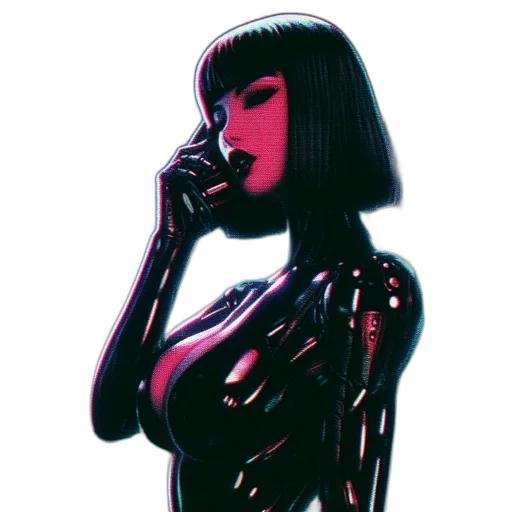 robot, dress, comic book art, cyberpunk transparent PNG cut-out