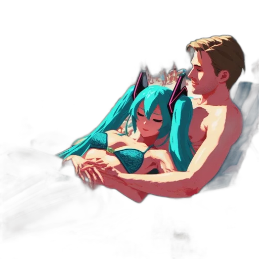 concept art, pixel art, vaporwave, watercolor transparent PNG cut-out