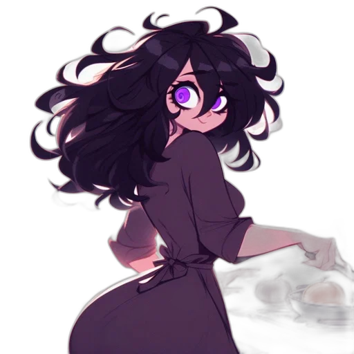 hair, dress, creature, staff transparent PNG cut-out