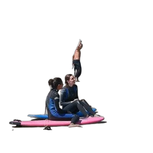 staff, group, surfers, wetsuits transparent PNG cut-out