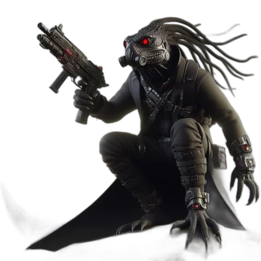 weapon, concept art, cyberpunk, 3d render transparent PNG cut-out