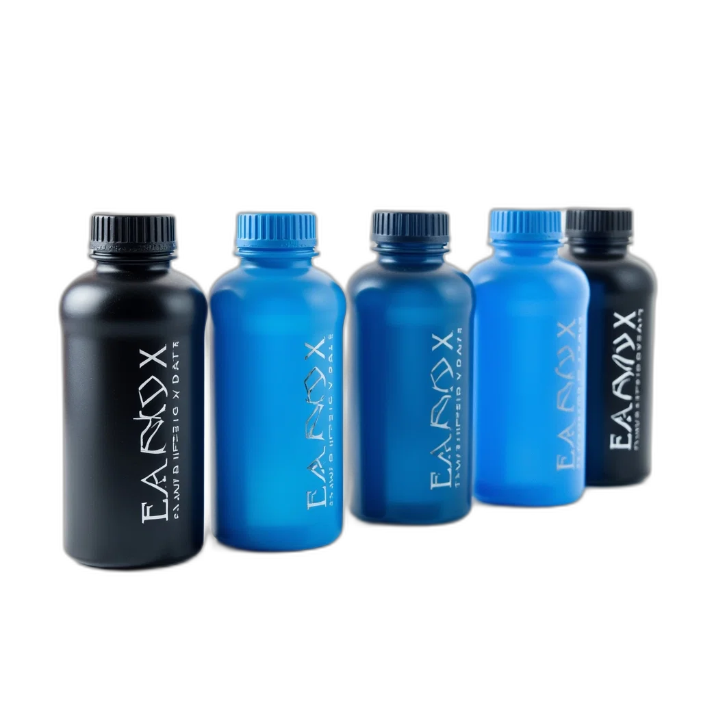 bottle, row, six, identical transparent PNG cut-out