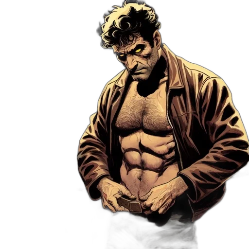 jacket, comic book art, concept art, intensely transparent PNG cut-out