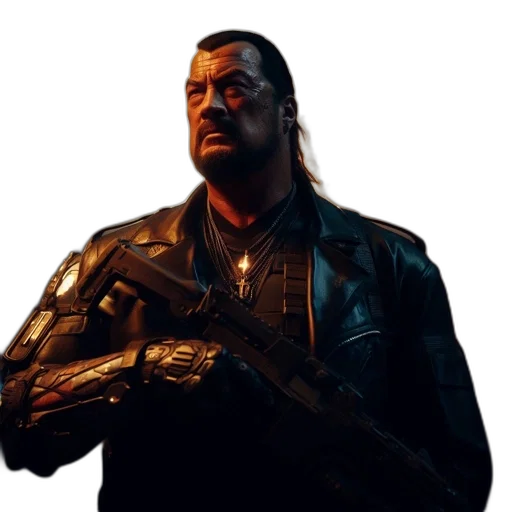 weapon, staff, jacket, face transparent PNG cut-out