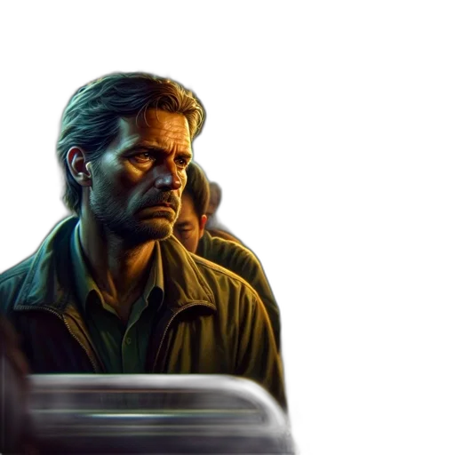 face, jacket, car, concept art transparent PNG cut-out
