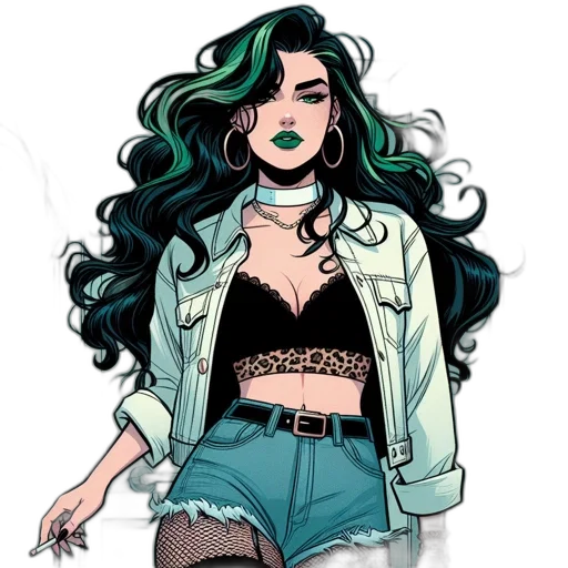 jacket, hair, comic book art, cartoon transparent PNG cut-out