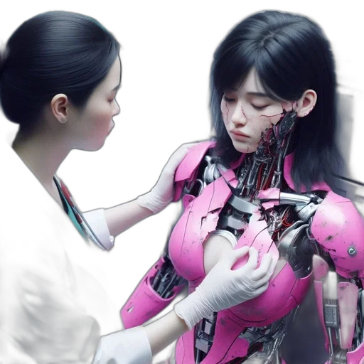 robot, cyberpunk, concept art, photorealistic transparent PNG cut-out