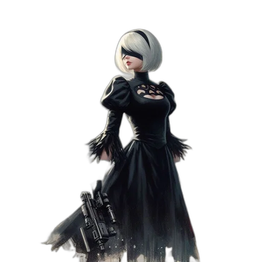 dress, staff, robot, weapon transparent PNG cut-out
