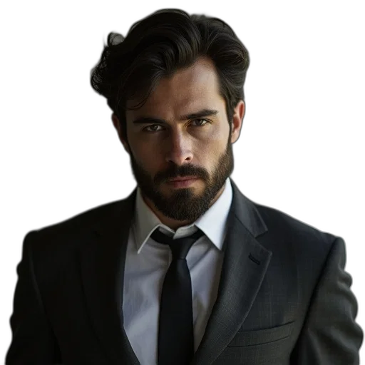 jacket, hair, face, staff transparent PNG cut-out