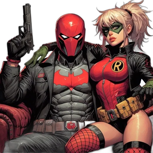 comic book art, concept art, red, two transparent PNG cut-out