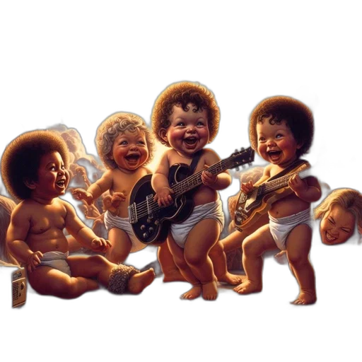 photorealistic, group, babies, playfully transparent PNG cut-out
