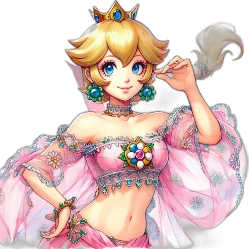 dress, crown, jewelry, staff transparent PNG cut-out