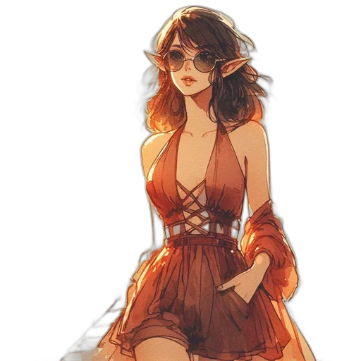 dress, fantasy art, concept art, watercolor transparent PNG cut-out